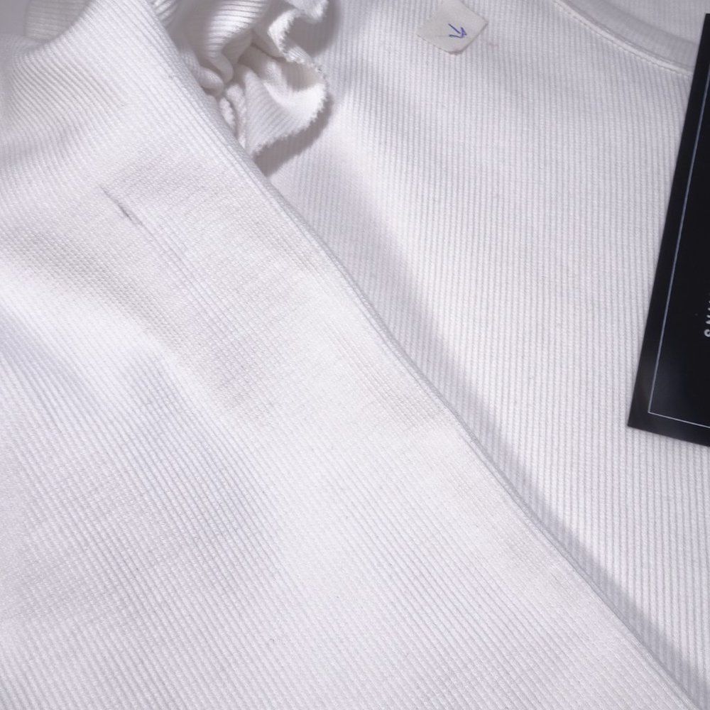 Veronica Beard Avedon Top White Ruffle Long Sleeve Top Sz L NWT 228 IRRG - Picture 5 of 8